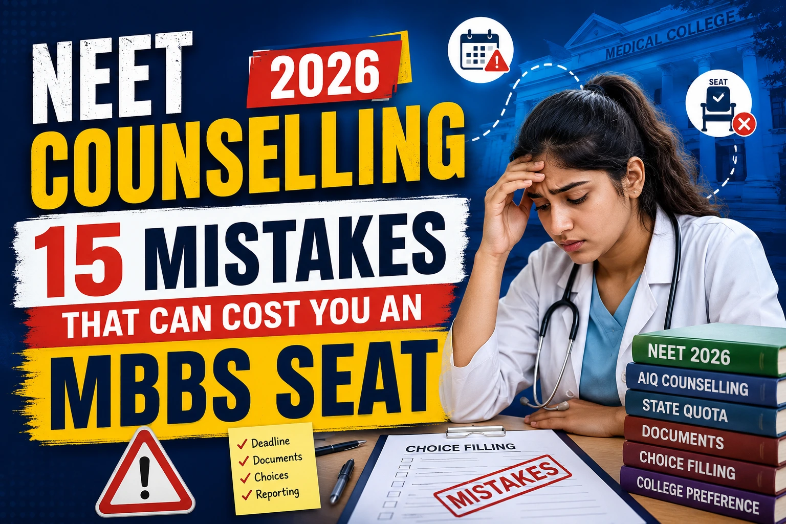 NEET Counselling 2026: 15 Mistakes That Can Cost You an MBBS Seat